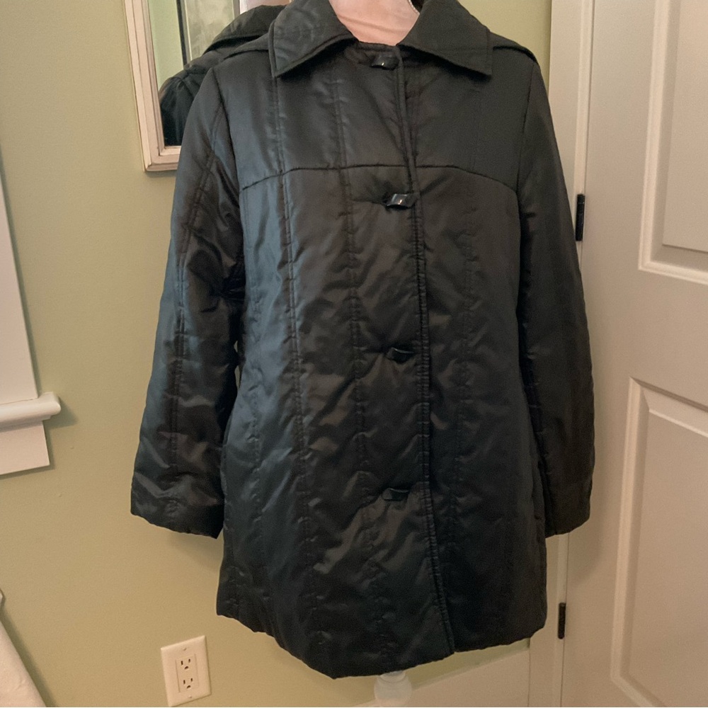 MONA LISA BY NICCOLIN, EGGSHELL NYLON PUFFER FALL/SPRING COAT,      SIZE: L/G